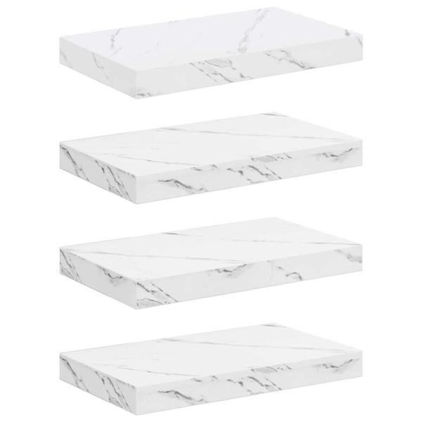 Wandregal Wandhalterung 4 Stk. Weiß Marmor 40 x 23,5 x 3,8 cm