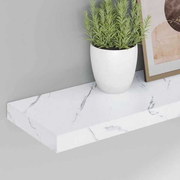 Wandregal 2 stk. Wei? Marmor 90 x 23,5 x 3,8 cm Holzwerkstoff