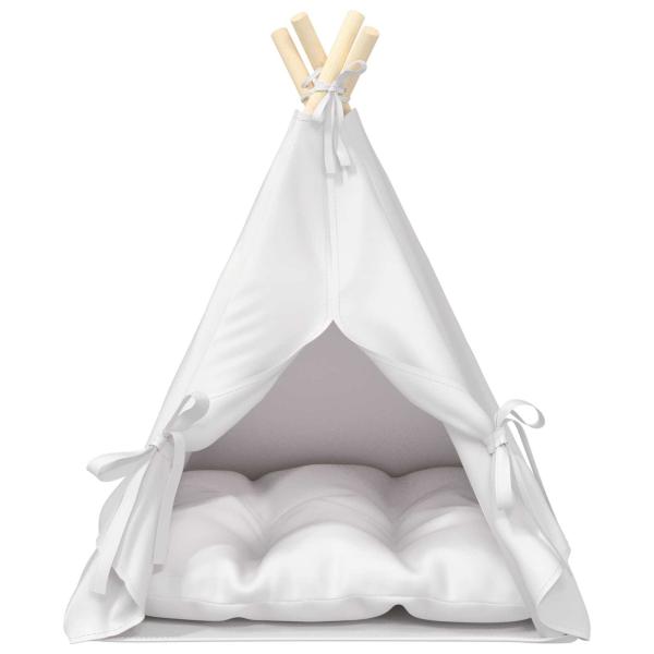 Haustier-Tipi mit Kissen Weiß 50 x 50 x 60 cm Polyester