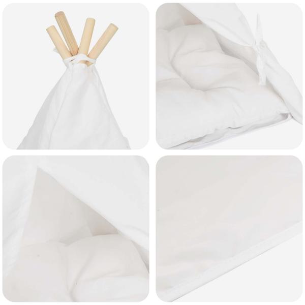 Haustier-Tipi mit Kissen Weiß 50 x 50 x 60 cm Polyester