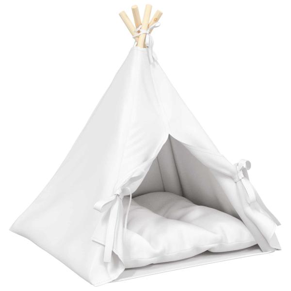 Haustier-Tipi mit Kissen Weiß 60 x 60 x 70 cm Polyester