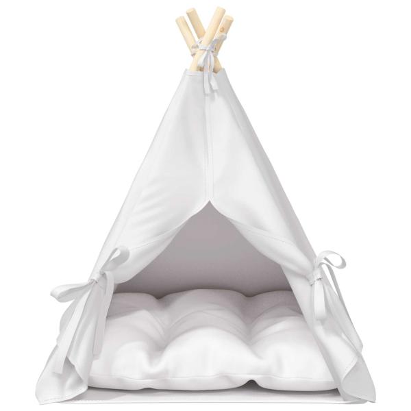 Haustier-Tipi mit Kissen Weiß 60 x 60 x 70 cm Polyester