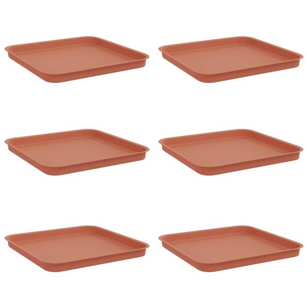 Quadratisches Blumentablett 6 Stk. Ziegelrot 32 x 32 x 2,5 cm