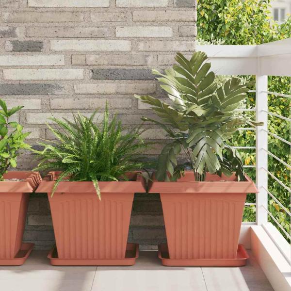 ARDEBO.de - Quadratisches Blumentablett 6 stk. Ziegelrot 36 x 36 x 2,5 cm