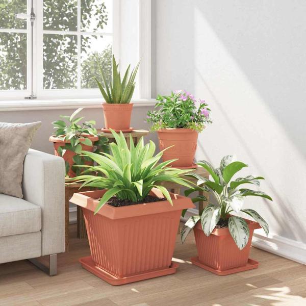 Quadratisches Blumentablett 6 stk. Ziegelrot 36 x 36 x 2,5 cm