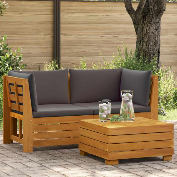 ARDEBO.de - 2-tlg. Garten-Lounge-Set aus massivem Akazienholz Braun