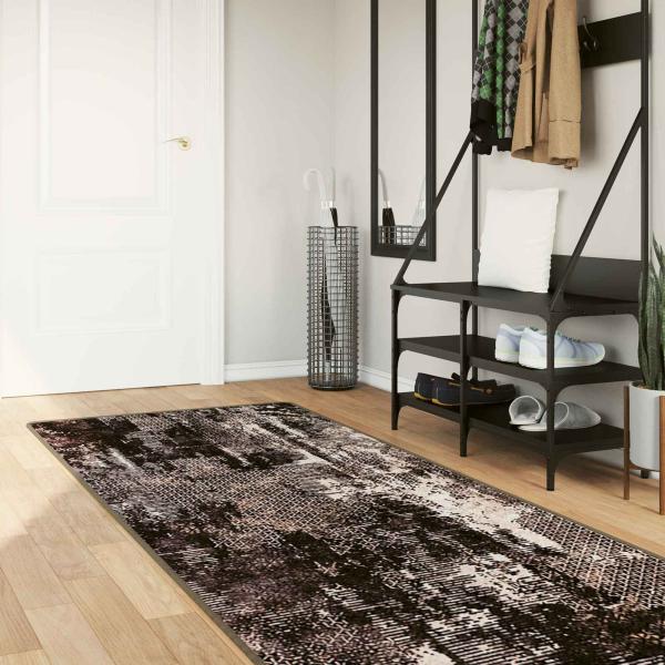 ARDEBO.de - Teppichläufer MARSA Schwarz 100 x 300 cm Polyester und PVC