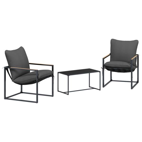 Gartensofa-set 3 stk. Schwarz und Anthrazit Stahl