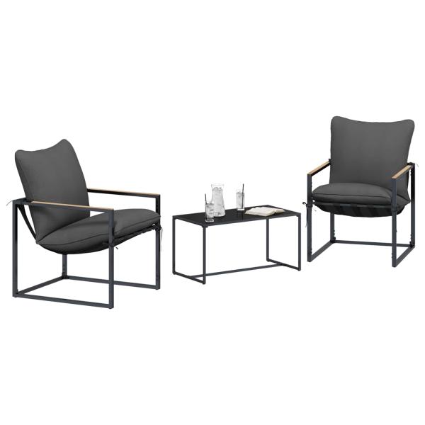 Gartensofa-set 3 stk. Schwarz und Anthrazit Stahl