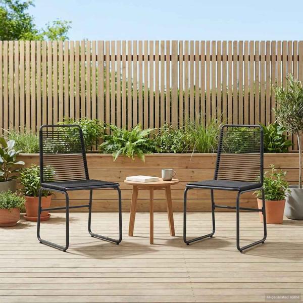 ARDEBO.de - Gartenstühle 2 stk. Schwarz Rattan