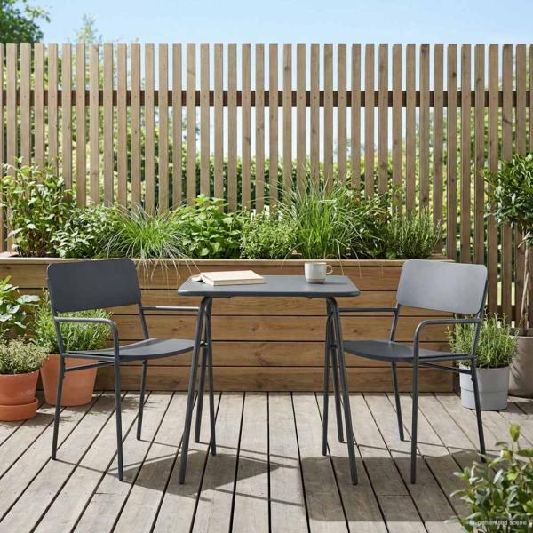 ARDEBO.de - Gartenstühle 2 stk. Anthrazit Stahl