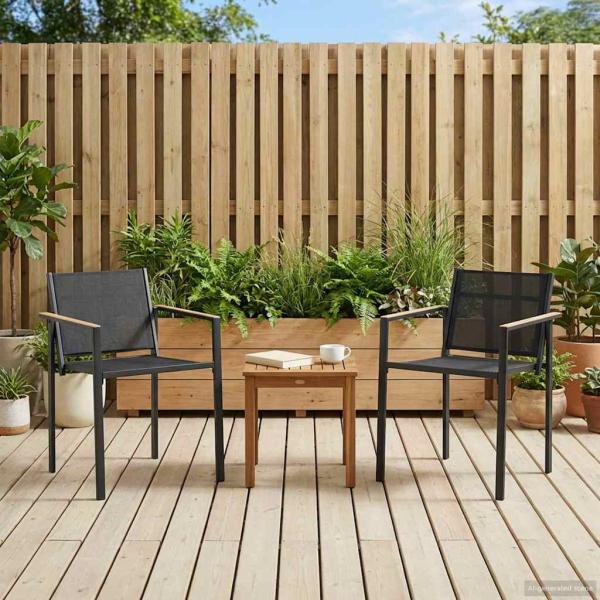 ARDEBO.de - Gartenstühle 2 stk. Schwarz und Anthrazit Textilen-Stoff