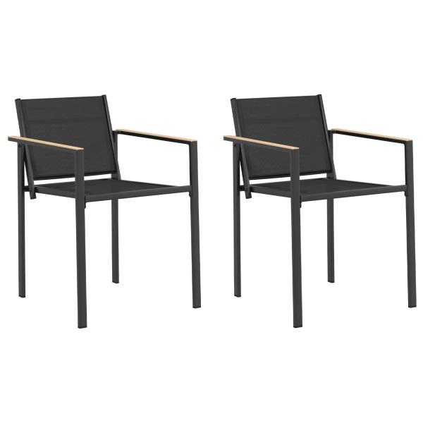 Gartenstühle 2 stk. Schwarz und Anthrazit Textilen-Stoff