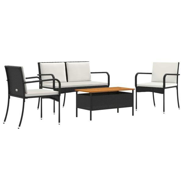 Garten Set Schwarz Poly-Rattan