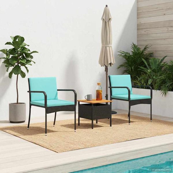 ARDEBO.de - Garten Set Schwarz Poly-Rattan