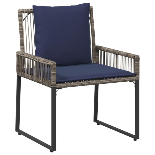 Gartenmöbel Set 9 stk. Grau und Marineblau Poly-Rattan
