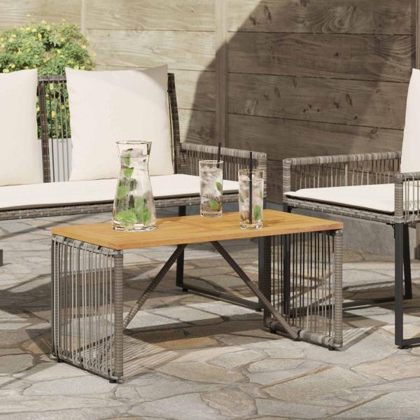 ARDEBO.de - Tisch für Outdoor Grau und Braun 80 x 40 x 40 cm Poly-Rattan