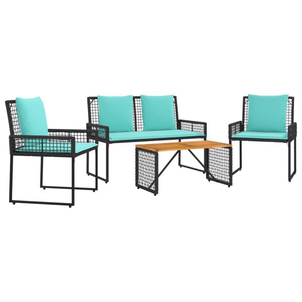 Gartenmöbel-Set 4 Stk. Schwarz und Türkis