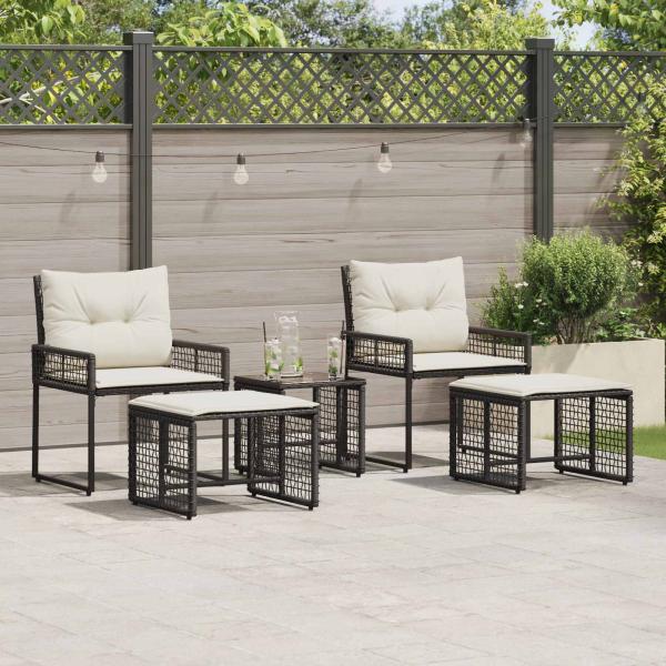 ARDEBO.de - Gartenmöbel-Set 5 Stk. Schwarz und Weiß