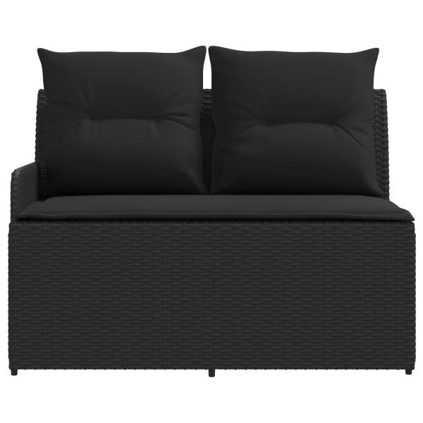 Gartenarmsessel mit Ecksofa 2 Stück Schwarz PE-Rattan