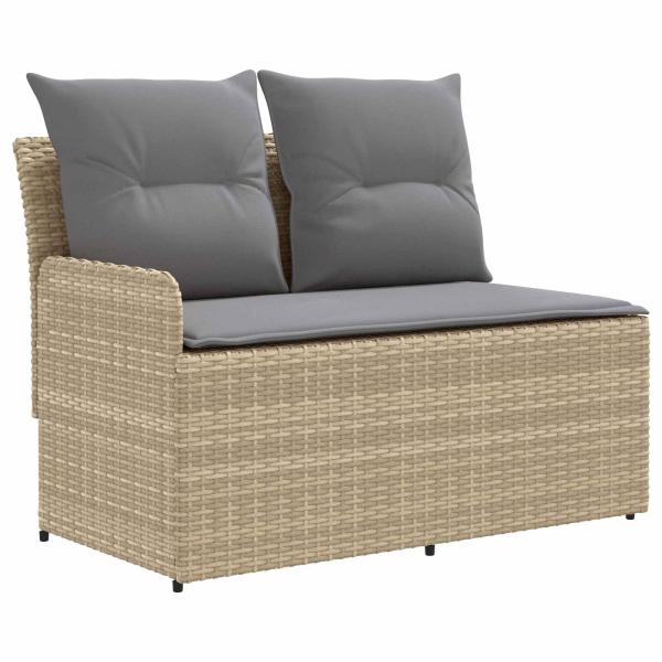 2 stk. Gartenarmsessel mit Ecksofa PE-Rattan Beige und Hellgrau