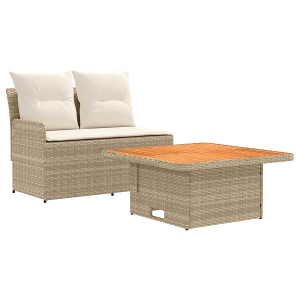 Garten Armlehnen Sofa mit Klapptisch 2 stk. 2-Sitzer PE-Rattan