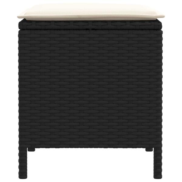 2 stk. Garten-Fußhocker PE-Rattan Schwarz und Creme