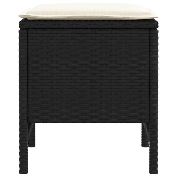 2 stk. Garten-Fußhocker PE-Rattan Schwarz und Creme