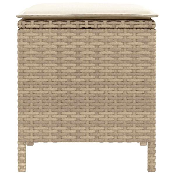 2 stk. Garten-Fußhocker PE-Rattan Beige und Creme