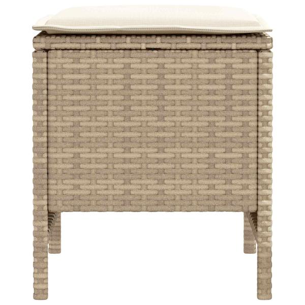 2 stk. Garten-Fußhocker PE-Rattan Beige und Creme