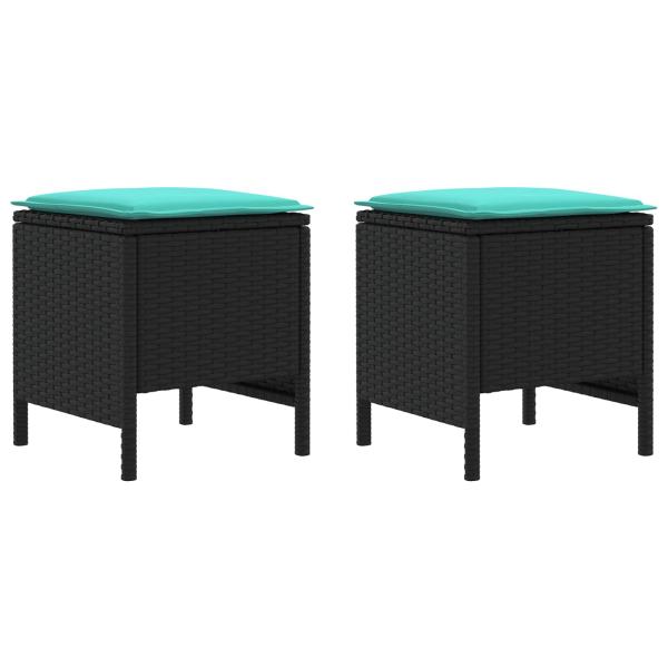 Garten-Fußhocker 2 Stück Schwarz und Türkis 38 x 38 x 45 cm