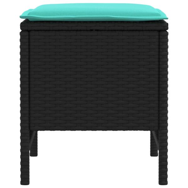 Garten-Fußhocker 2 Stück Schwarz und Türkis 38 x 38 x 45 cm
