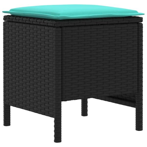 Garten-Fußhocker 2 Stück Schwarz und Türkis 38 x 38 x 45 cm
