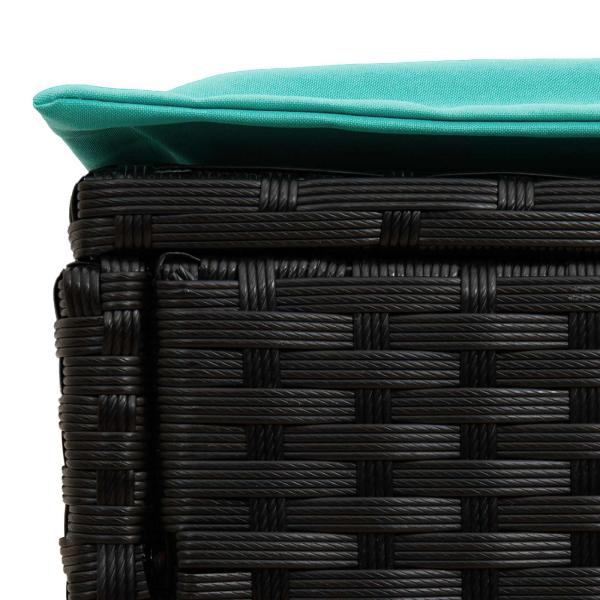 Garten-Fußhocker 2 Stück Schwarz und Türkis 38 x 38 x 45 cm