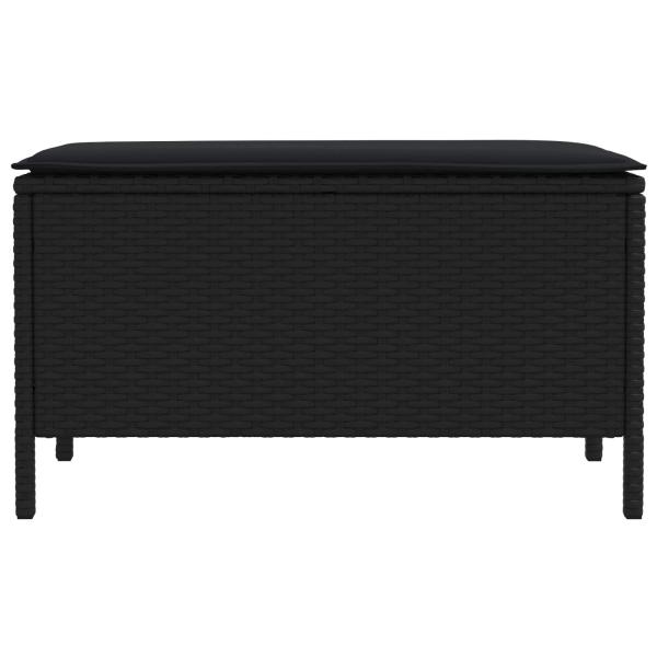 Garten-Fußhocker mit Kissen Schwarz 80 x 38 x 45 cm PE-Rattan