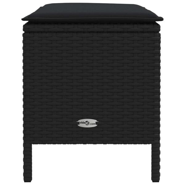 Garten-Fußhocker mit Kissen Schwarz 80 x 38 x 45 cm PE-Rattan