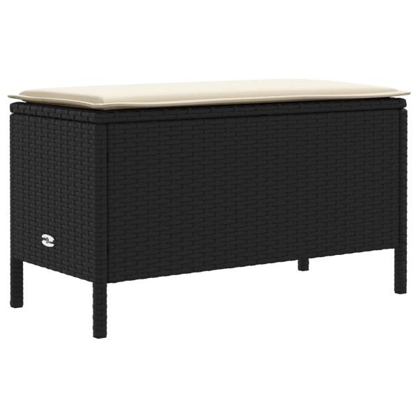 Garten-Fußhocker Schwarz und Creme 80 x 38 x 45 cm PE-Rattan