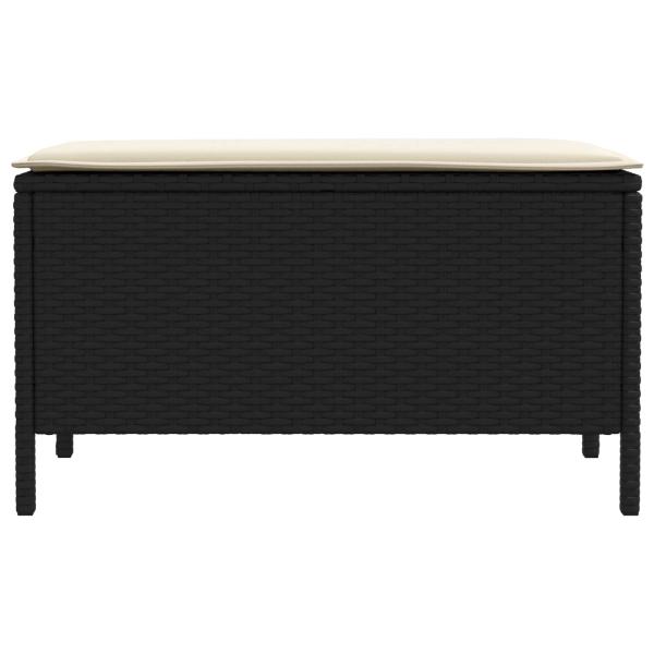 Garten-Fußhocker Schwarz und Creme 80 x 38 x 45 cm PE-Rattan