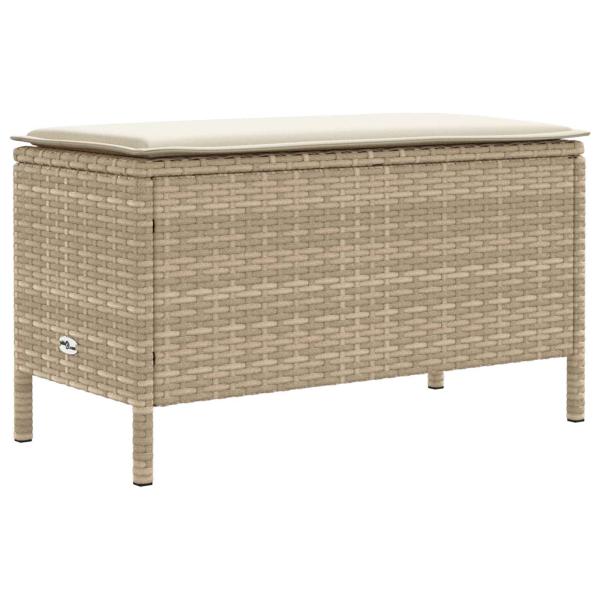 Garten-Fußhocker Beige und Creme 80 x 38 x 42 cm PE-Rattan