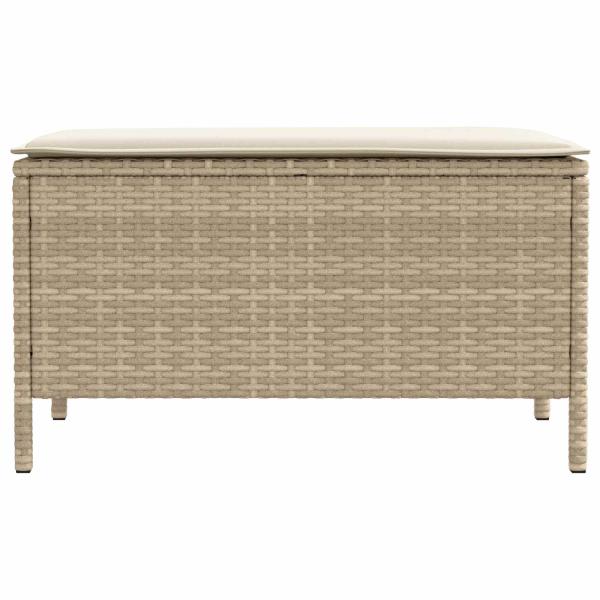 Garten-Fußhocker Beige und Creme 80 x 38 x 42 cm PE-Rattan
