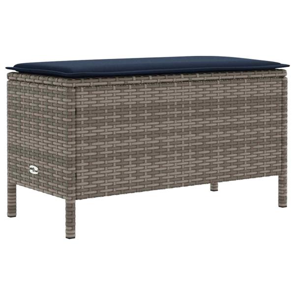 Garten-Fußhocker Grau und Marineblau 80 x 38 x 42 cm PE-Rattan
