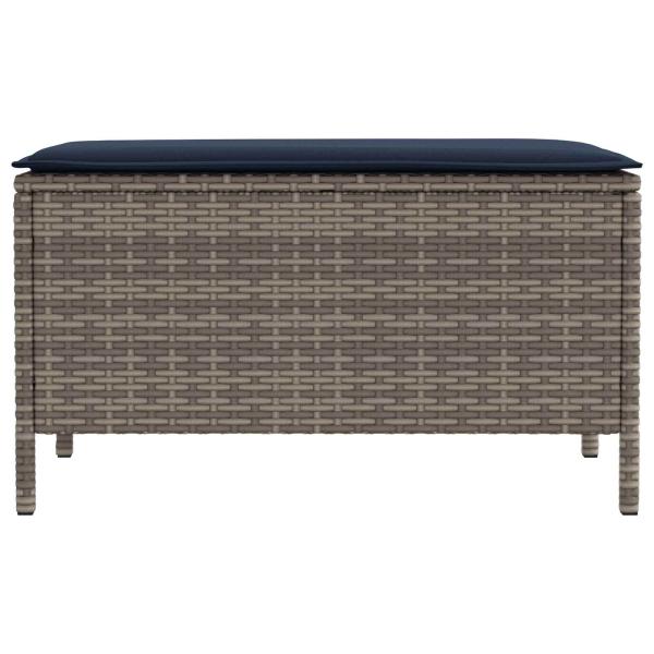 Garten-Fußhocker Grau und Marineblau 80 x 38 x 42 cm PE-Rattan