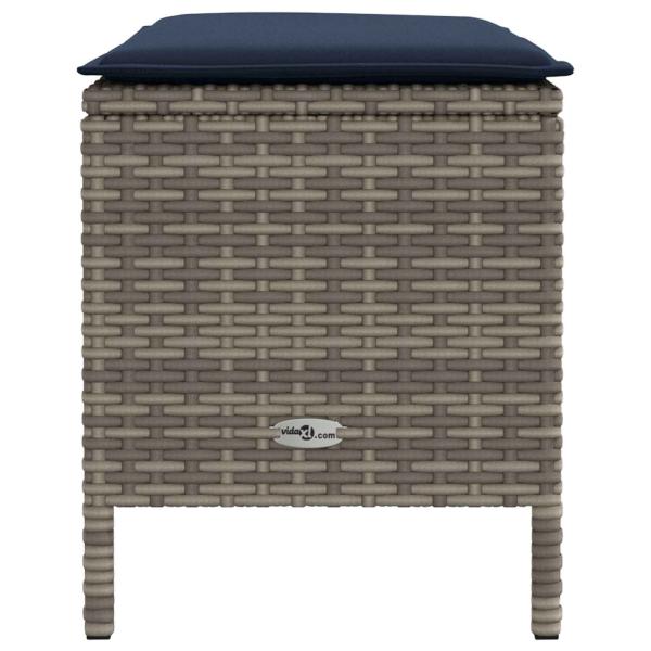 Garten-Fußhocker Grau und Marineblau 80 x 38 x 42 cm PE-Rattan