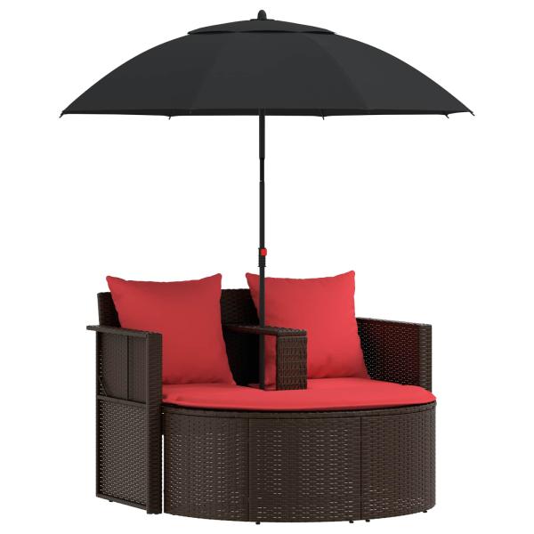 Garten-Sofa Braun und Rot 168 x 168 x 180 cm Polyrattan