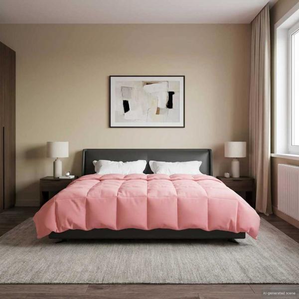 ARDEBO.de - Ganzjahresbettdecke 200 x 200 cm 4 Jahreszeiten Rosa