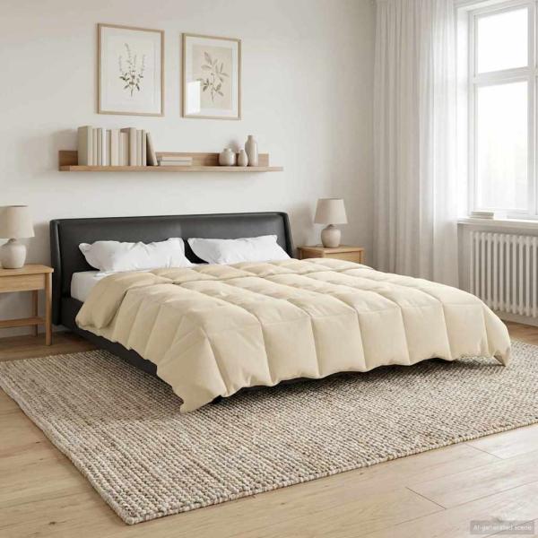 ARDEBO.de - Ganzjahresbettdecke 200 x 240 cm 4 Jahreszeiten Creme