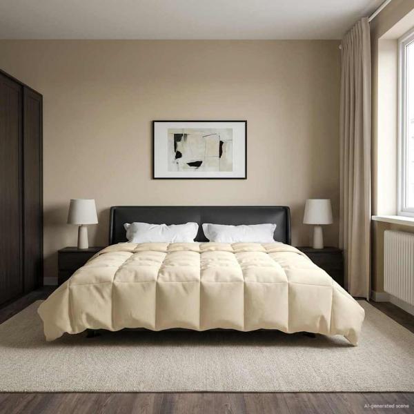 Ganzjahresbettdecke 200 x 240 cm 4 Jahreszeiten Creme