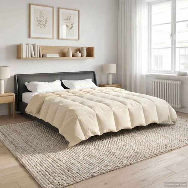 Ganzjahresbettdecke 240 x 260 cm 4 Jahreszeiten Creme