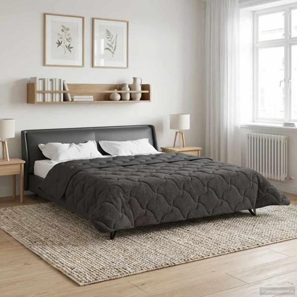 ARDEBO.de - Sommerdecke 240 x 260 cm Sommer Anthrazit Atmungsaktiv