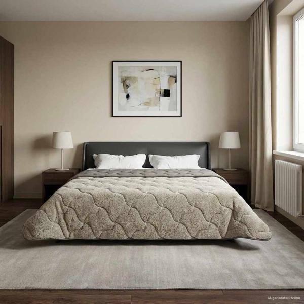 ARDEBO.de - Sommerdecke Hellgrau 200 x 200 cm Mikrofaser und Teddy-Fleece